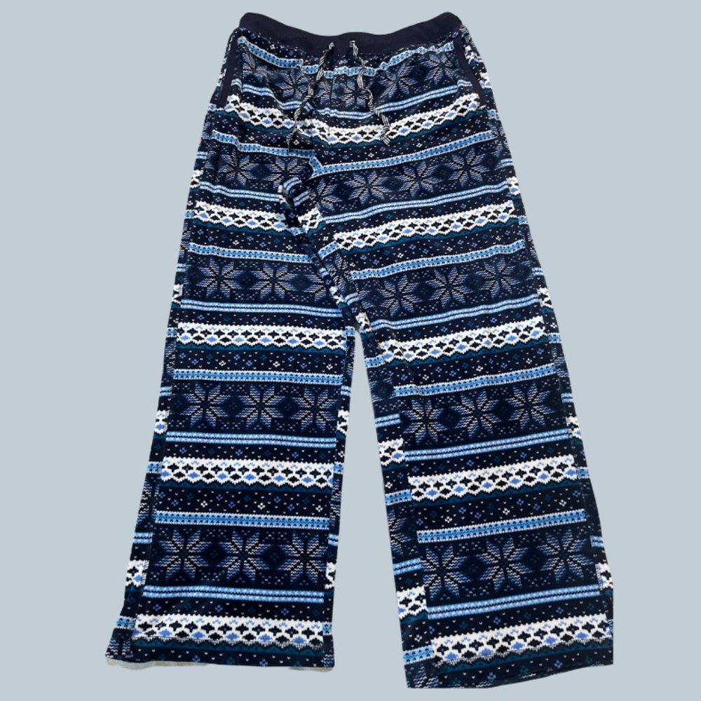 Nautica Womens 2 Piece Fleece Pajama Sleepwear Set (Large, Mixed Blue)